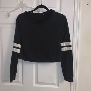 Black with white stripes crop top